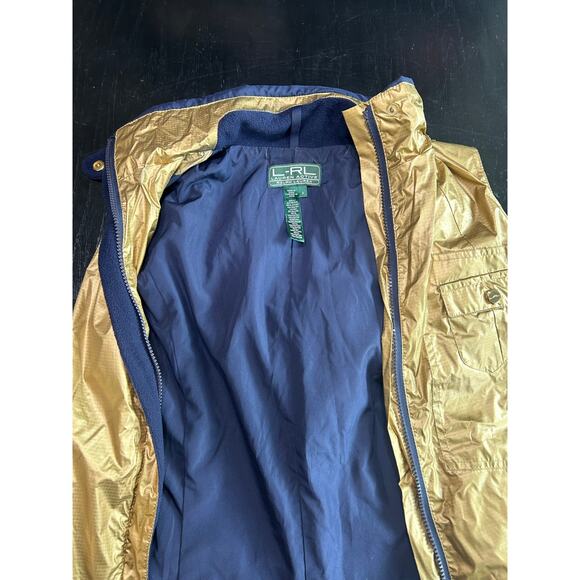 Lauren Ralph Lauren- Active- Gold Metallic Navy Blue- with detachable hood Small - Picture 8 of 9